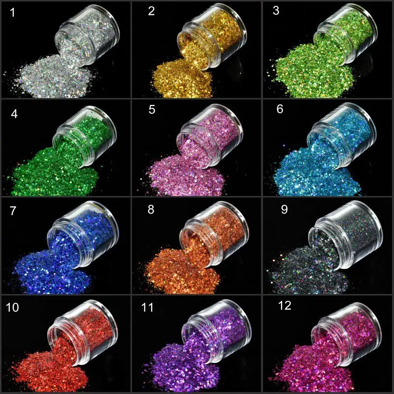 10 ML/Box голографическая хлопья Блестки для ногтей Блестящий порошок смешанный