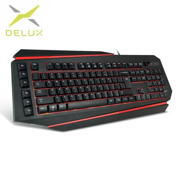 Cheap Delux K9500U  USB Wired Multimedia Keyboard  Ergonomic Backlight Key multimedia function key For Desktop PC With Wrist Support