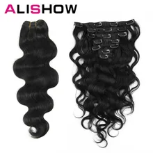 Alishow волнистые человеческие волосы для наращивания на заколках, 100 г, волосы remy для наращивания, человеческие волосы для наращивания на всю голову, натуральные волосы