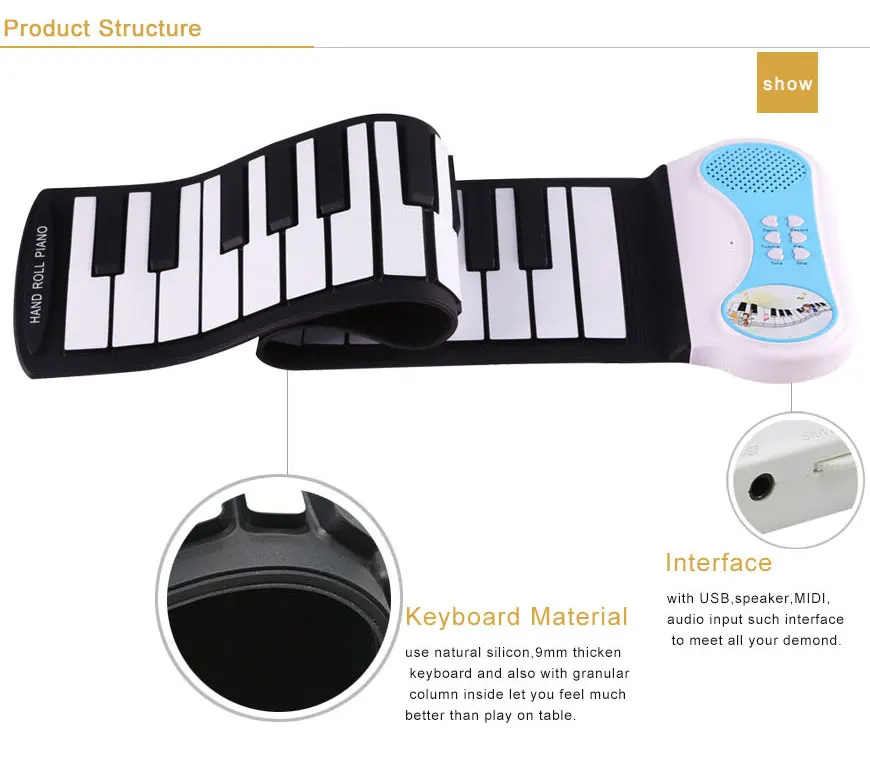37 клавиш закатать Силиконовое пианино ролл-ап мягкая клавиатура пианино с 8 различными тонами, 6 демонстрационных песен(синий, розовый, зеленый