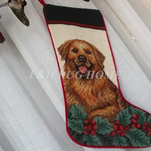 Рождественские носки ручной работы, Новогодний носок для подарков, носки для милых собак 28X43 см