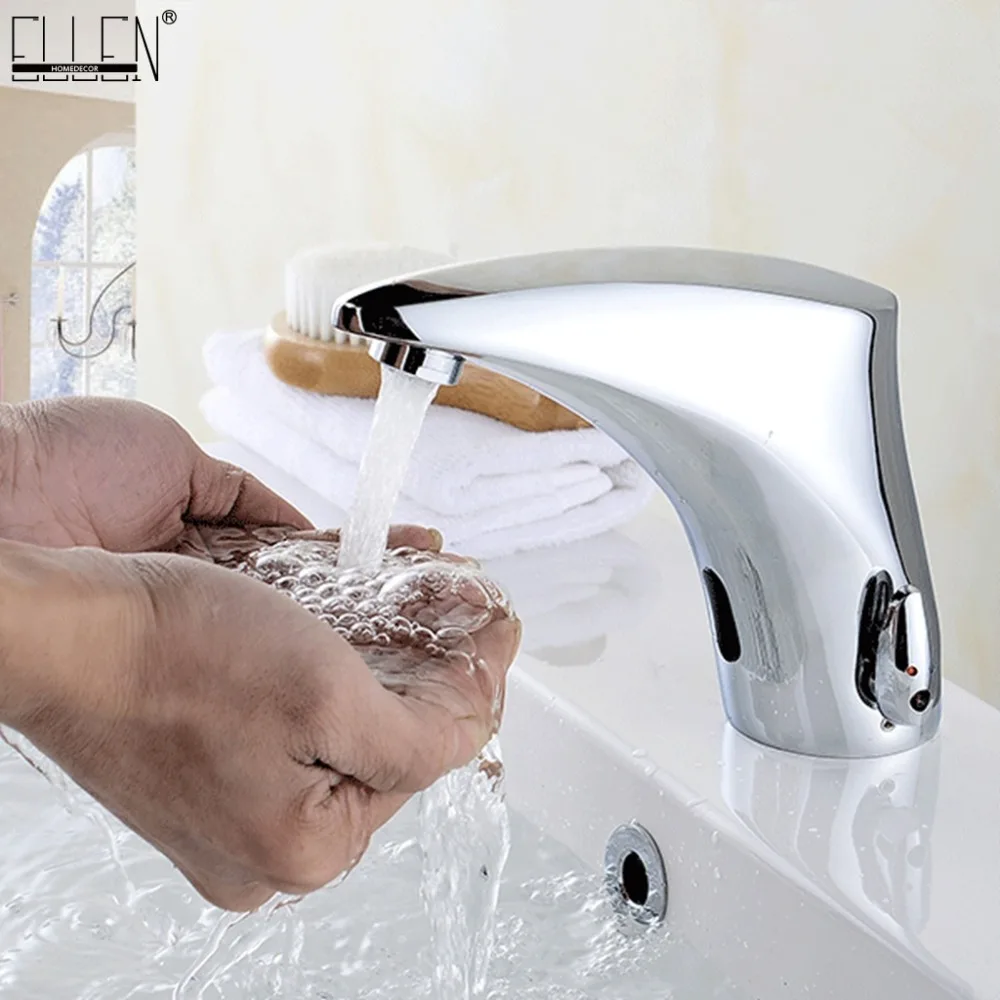 Preise Bad Becken Waschbecken Armaturen Sensor Automatische infrarot Badezimmer Waschbecken Wasserhahn Touchless Heißer und Kalten Wasser Mischer Kran EL221