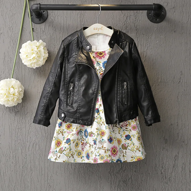 New Girls Toddler Leather Jacket Fashion Girls Coat Blouson Fille Girls