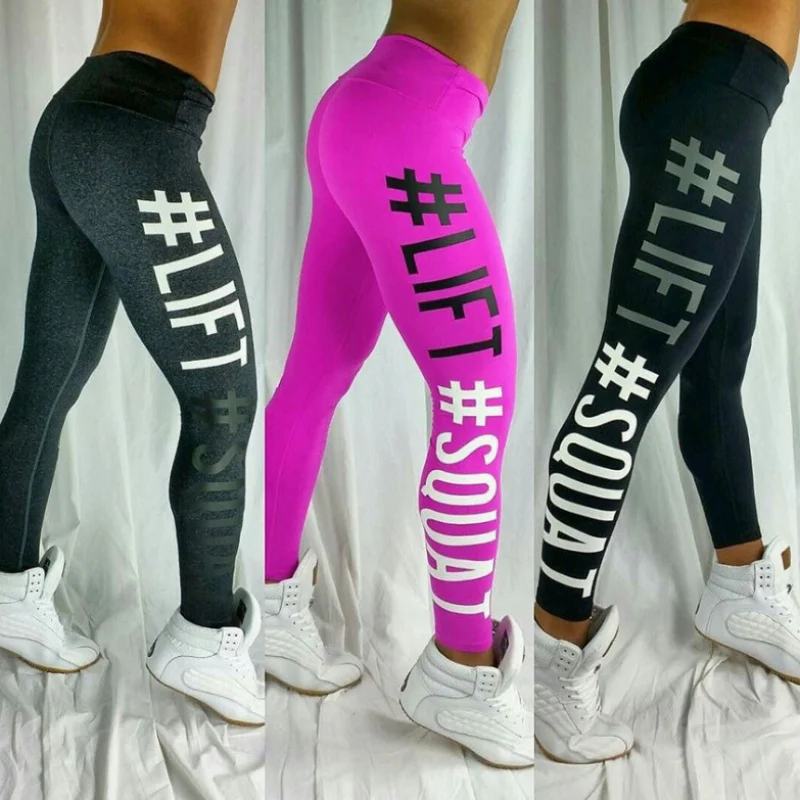 

Fashion Slim Cotton Fitness Legging Letter Printed Workout Push Up Leggings Women Pants Female Fitness Slim Trousers
