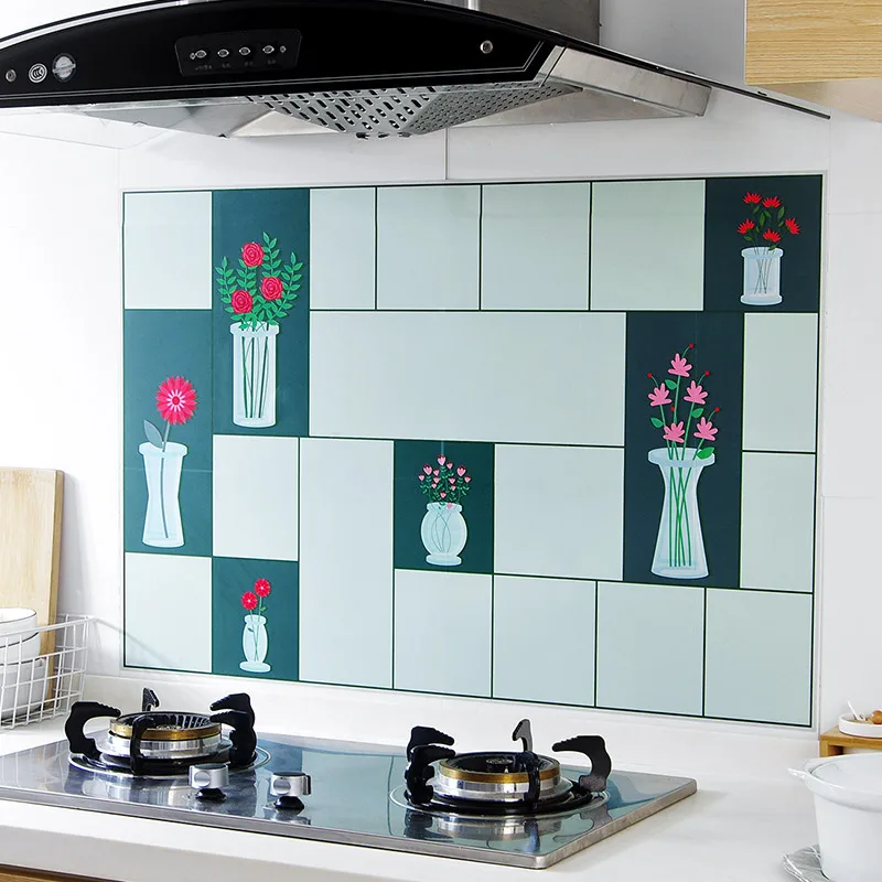 

90*60cm Kitchen Oilproof Removable Wall Stickers Aluminum foil Art Decor Home Decal oil stickers wall stickers room decoration