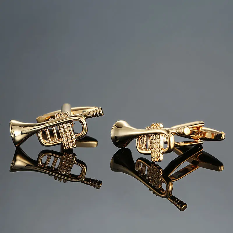 Для мужчин французские музыкальные оснащения Для мужчин t дизайн дизайнерские запонки кнопка золотого и серебряного цвета для скрипки, музыкальных Примечание Рог фортепиано запонки барабан - Окраска металла: 6