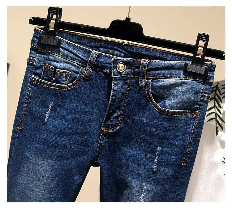 FY-Urban, хипстер,, синие, длина по щиколотку, штаны для женщин, девять штанов, нерегулярные, с дырками, джинсы, на молнии, тонкие, эластичные, джинсы для женщин