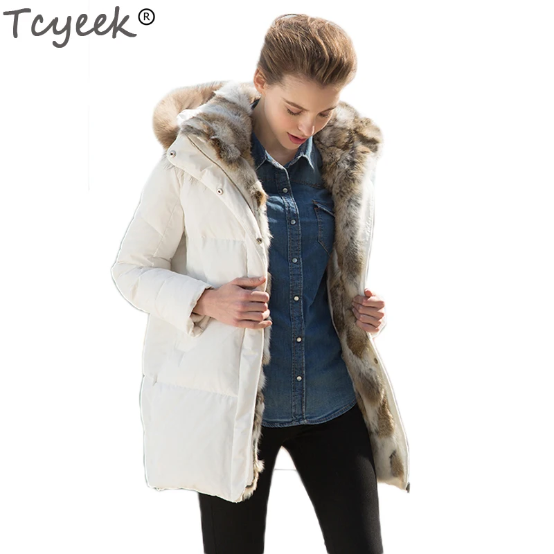 

Tcyeek 2019 New Woman's Winter Jacket Warm Raccoon Fur Hooded Collar Down Coat Casual Woman Winter Coat Ladies Plus Size YYJ198