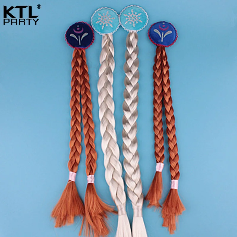 

KTLPARTY Children Cosplay cartoon Wig Elsa Anna Snow Princess wig Halloween party kids wig free shipping
