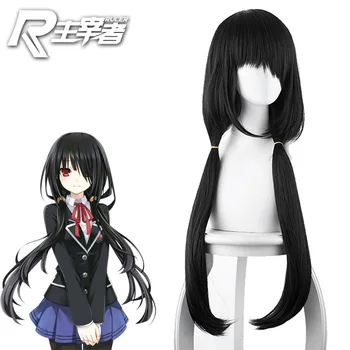 

2019 new Japanese anime DATE A LIVE 3 Tokisaki Kurumi Wig Cosplay Nightmare Black tiger mouth clip pony tail anime wig Cosplay
