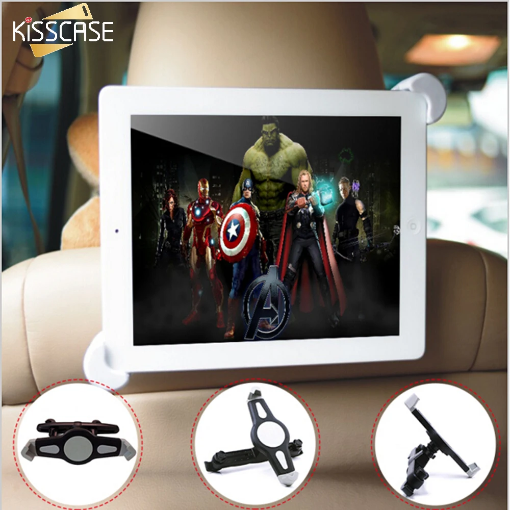 KISSCASE 7-11 Car Back Headrest Mount Stand Holder For iPad Mini 1 2 3 4 5 Air 2 360 Degree Rotate Tablet Accessories Bracket h29 car windshield holder swivel mount w c61 4 5 7 back clip for ipad mini tablet pc black