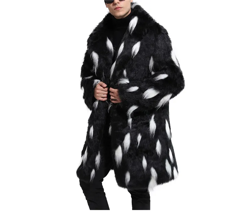 Fashion Europe and the United States popular faux fur suit collar long coat fur coat male 2018 autumn and winter new (3)