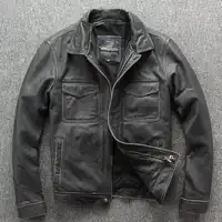 Free shipping.Brand new classic leather jacket.mens casual vintage thicker coat.cowhide warm jackets.Stone mill motor plus size