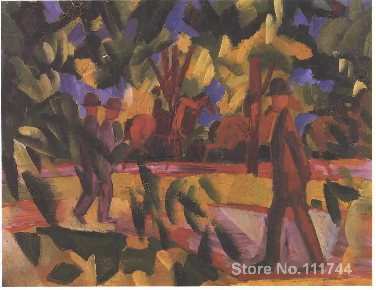 

Landscape Paintings modern Riders and walkers at a parkway August Macke High quality Hand painted