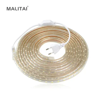 

AC 220V Silicone Tube Waterproof 5050 SMD LED Strip light Tape 1M/2M/3M/4M/5M/6M/7M/8M/9M/10M/15M/20M 60LEDs/M + EU Power Plug