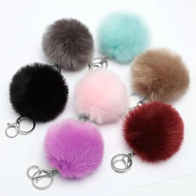 Regelin 8cm pele falsa adorável fofo pompom marca saco chaveiro chaveiro do carro cor prata correntes chaveiro moda feminina jóias presente