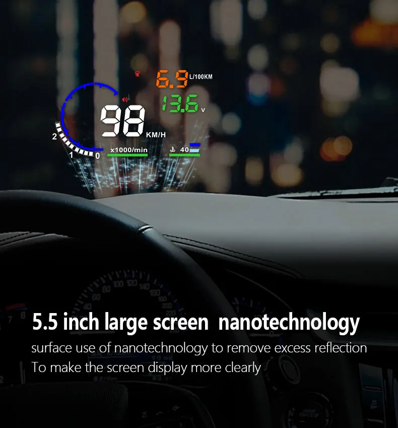 A8 HUD Дисплей автомобиля OBD 2 дисплей цифровой спидометр Предупреждение автомобиля HUD OBD2 дисплей системы сигнализации