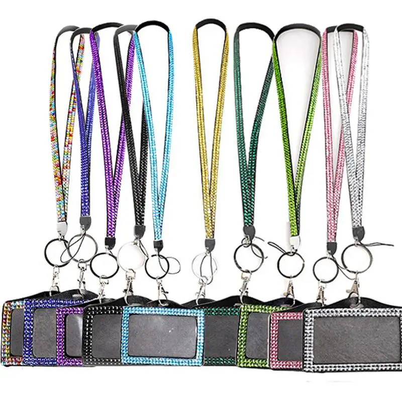 Horizontal Resin Rhinestone Crystal Badge Business Card Holder ID Cards