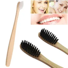 1 шт. персональный экологичный Бамбук Зубная щетка из древесного угля для здоровья полости рта низкоуглеродистой средней мягкости щетиной деревянной ручкой зубная щетка