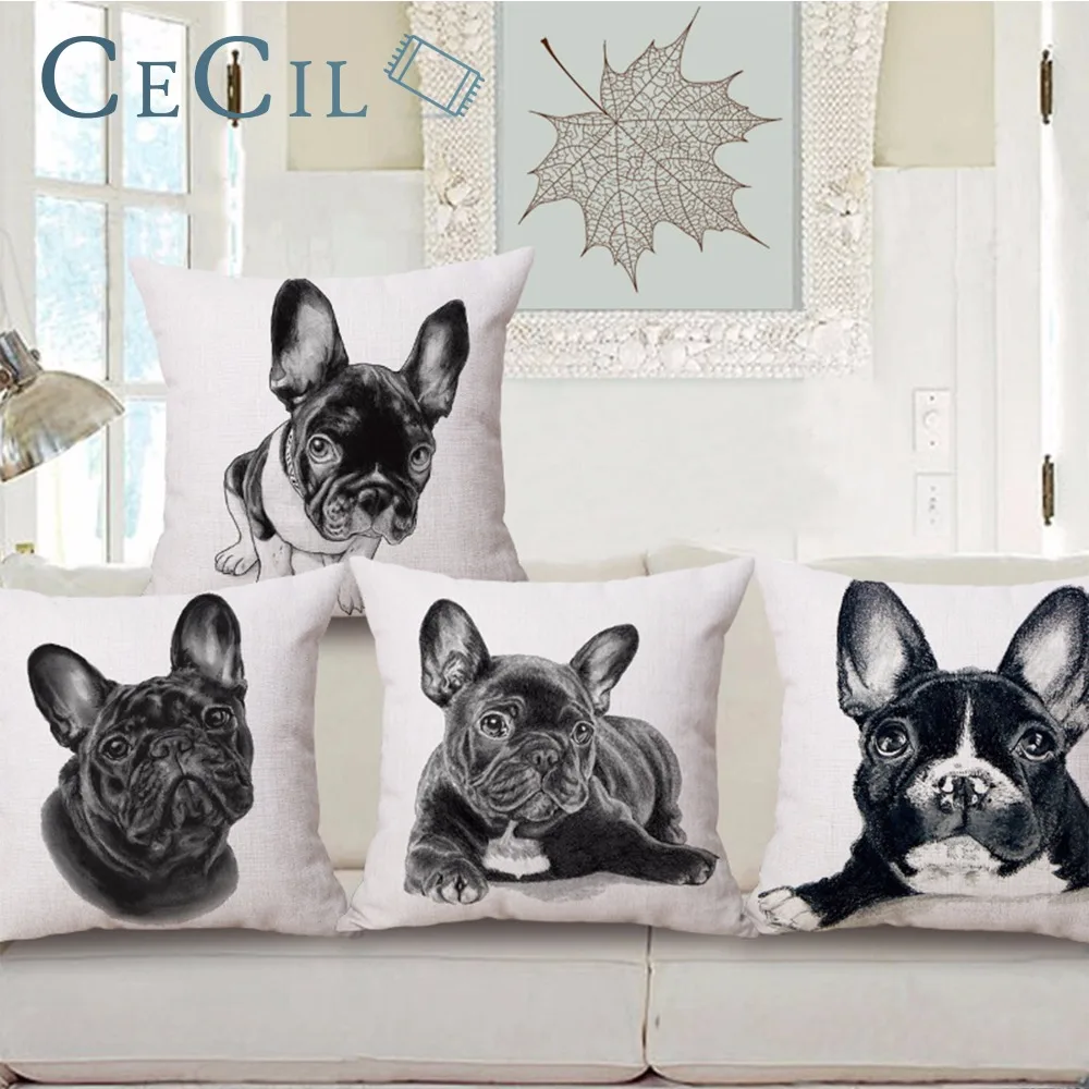 

Cushion Cover Lovely Cute Pug Dog Pillowcases Cotton Linen Printed 45x 45 inches Decorative Pillows Cover for Sofa Cojines