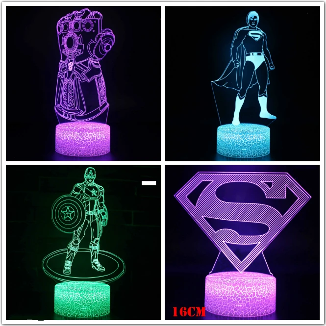 

Marvel DC 3D LED Light Superhero Superman Captain America Figure Multicolor Nightlight Remote Control Change Decor Kids Gift Toy