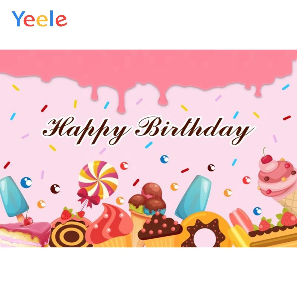 

Yeele Cartoon Ice Cream Candy Baby Birthday Portrait Photography Backgrounds Customized Photographic Backdrop For Photo Studio