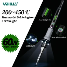 YIHUA947-V бессвинцовый паяльник Электрический паяльник с рабочий светильник для самостоятельного ремонта температуры сварочный Утюг инструменты