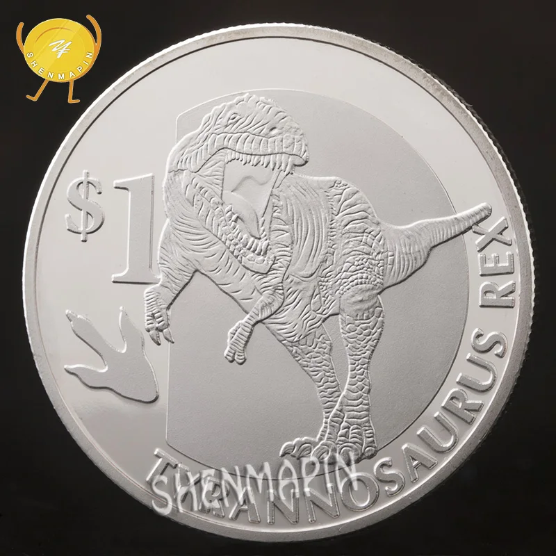 

Tyrannosaurus Rex Commemorative Coin One Dollar Coins Collectibles Republic of Sierra Leone Challenge Coin 999 Silver Coins