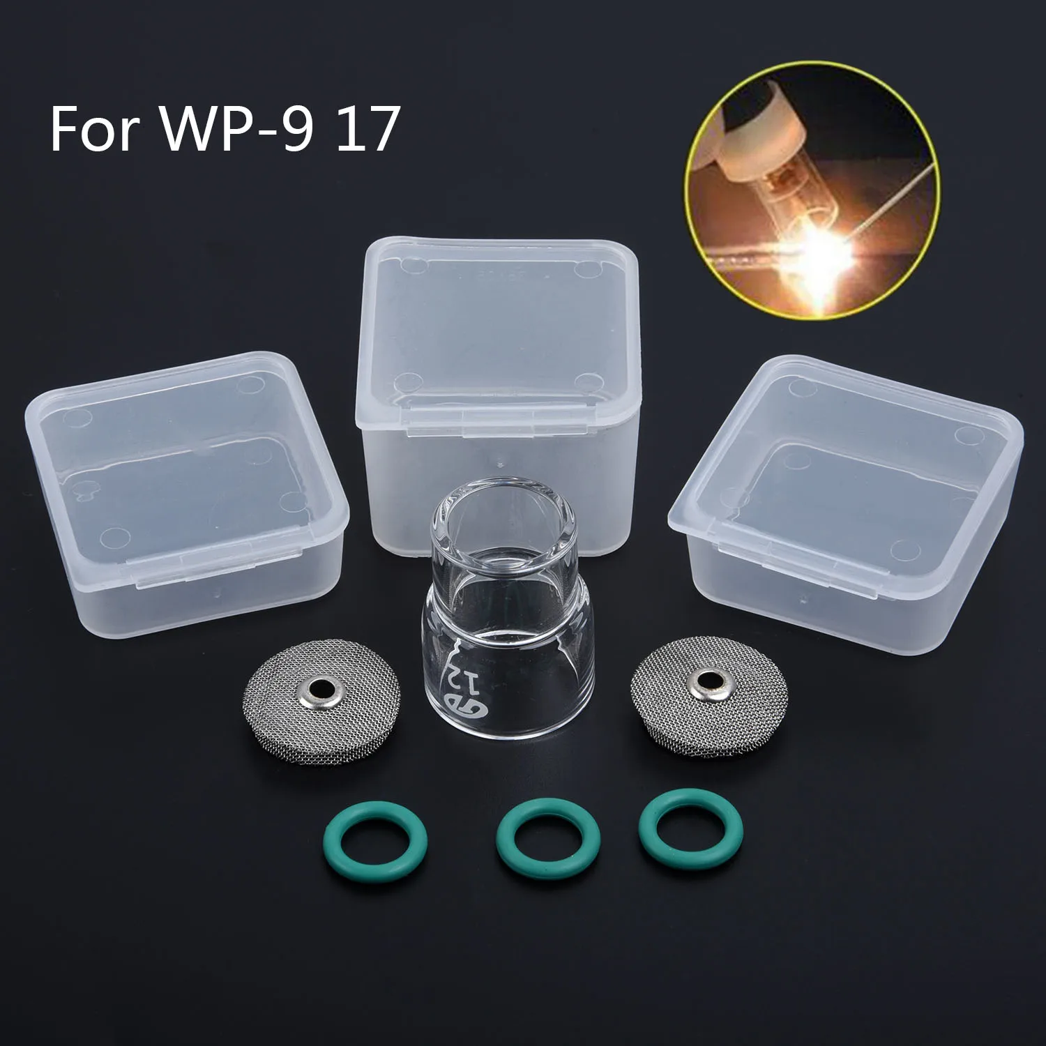 

6 Pcs TIG Welding Stubby Gas Lens #12 Pyrex Cups Kits For Tigs WP-17/18/26 3/32