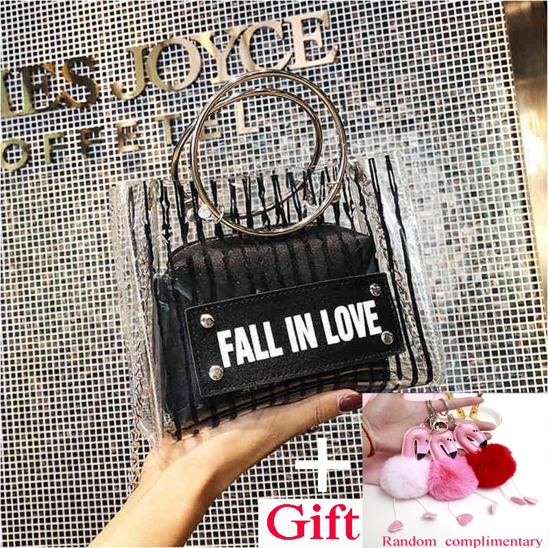 

women's bag PVC sac a main femme Transparent Rivet chain 2019 New messenger bag Women Open Females bolsa sac love 2019 nouvea