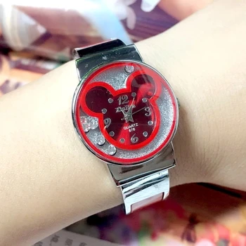 

2019 high fashion Mickey Mouse cartoon flow water drill ladies steel strap watch trend bracelet bracelet bracelet bracelet watch