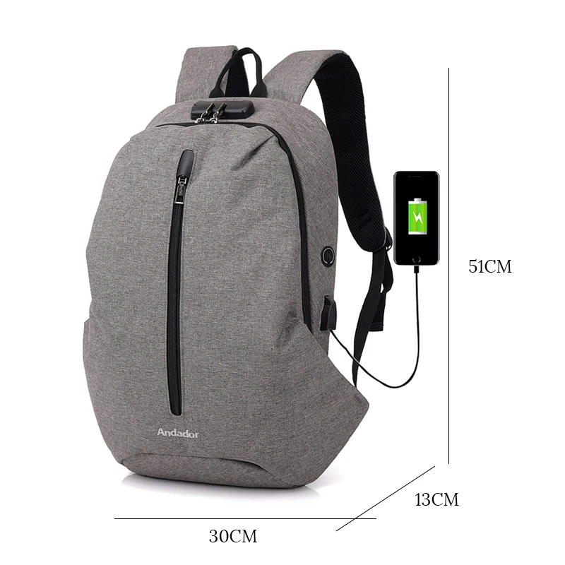 

male shoulder backbag fashion laptop bag female school backpack Usb charging port large capacity business travel backpack