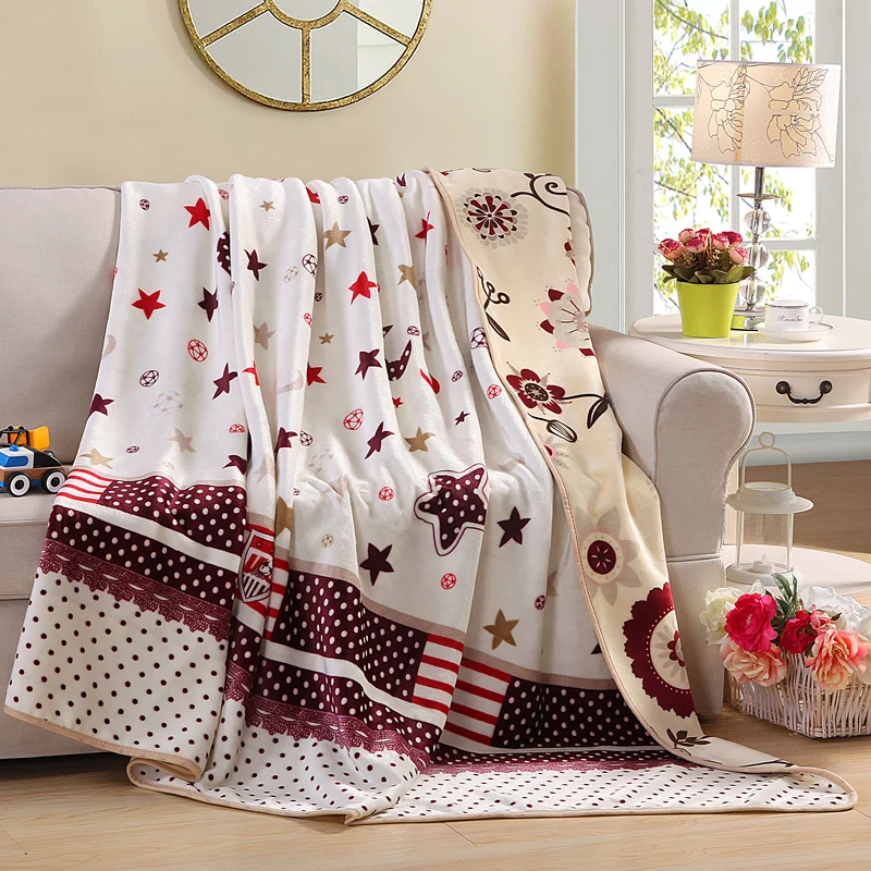 

Beautiful Color Star Pattern Double Layer Blanket Leisure Blankets For Beds Fleece Warm Winter Sleeping Sofa Blanket Bedspreads