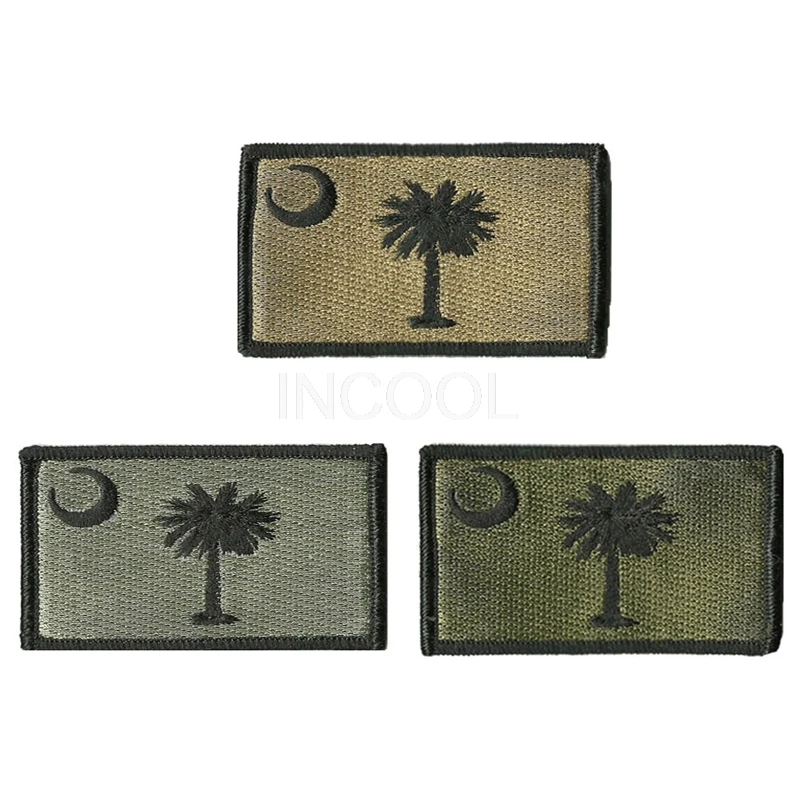 

3D South Carolina State Flag Embroidery Patch USA Morale Patch Tactical Emblem Badges Appliques Embroidered Patches For Clothing