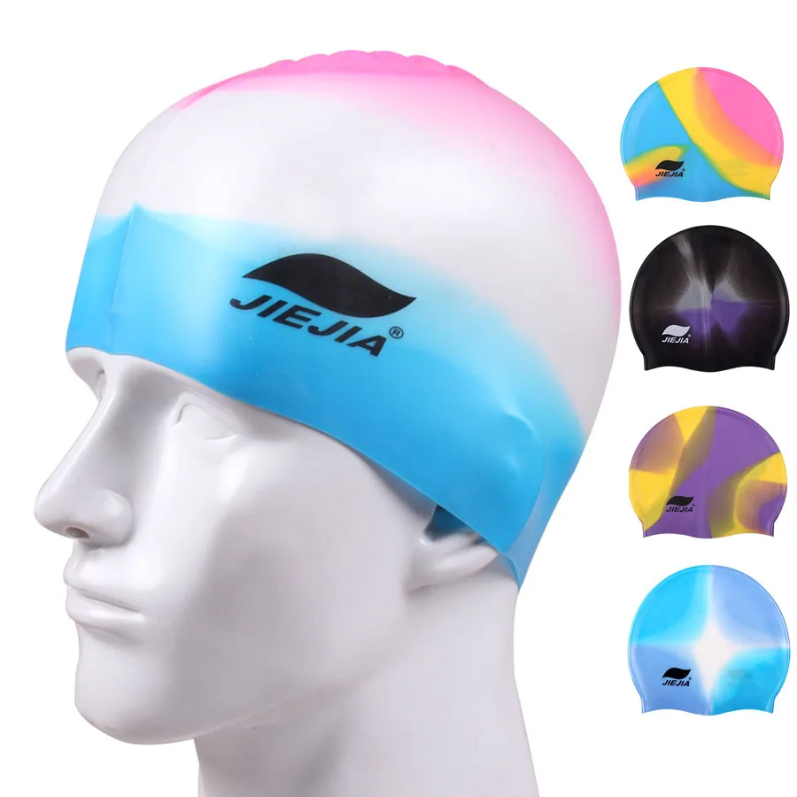Unisex adult swim cap waterproof silicone swimming  pool hart High elasticity