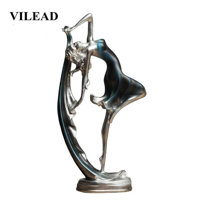 

VILEAD 14" Resin Dancing Girl Figurines European Beauty Elegant Character Crafts Creative Living Room Wedding Home Decorations