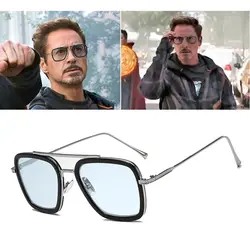 2019 Мстители Бесконечность войны Tony Stark солнцезащитные очки Железный человек прямоугольные винтажные прозрачные Модные солнцезащитные