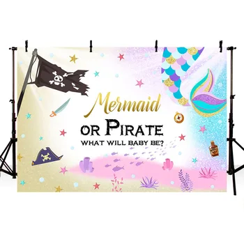 

NeoBack Mermaid or Pirate Gender Reveal Backdrop Boy or Girl Gender Reveal Photography Background Baby Shower Banner Backdrops