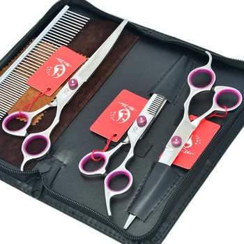 

Meisha 7 inch Pet Grooming Cutting Thinning Curved Scissors Set Japan 440c Hair Shears for Haircut Dogs HB0055