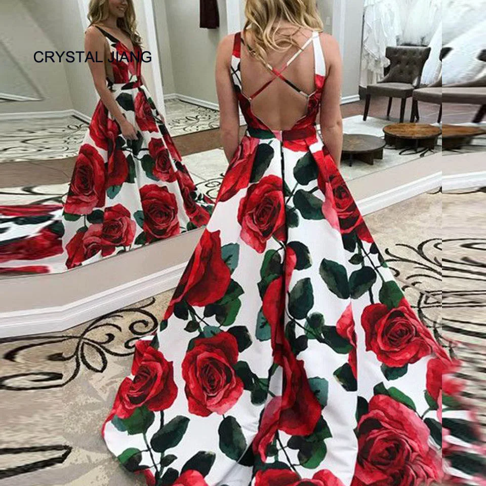 Vestido de festa longo сексуальное прозрачное платье с v-образным вырезом и цветочным принтом длинные элегантные вечерние платья robe de soiree longue