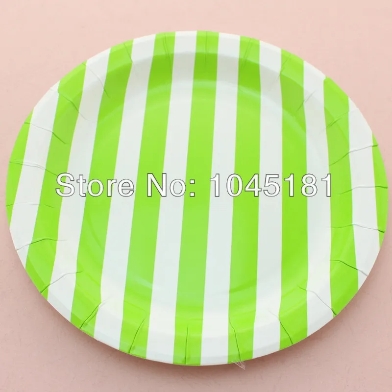 ipalmay free shipping 360pcs pink party paper plates striped design