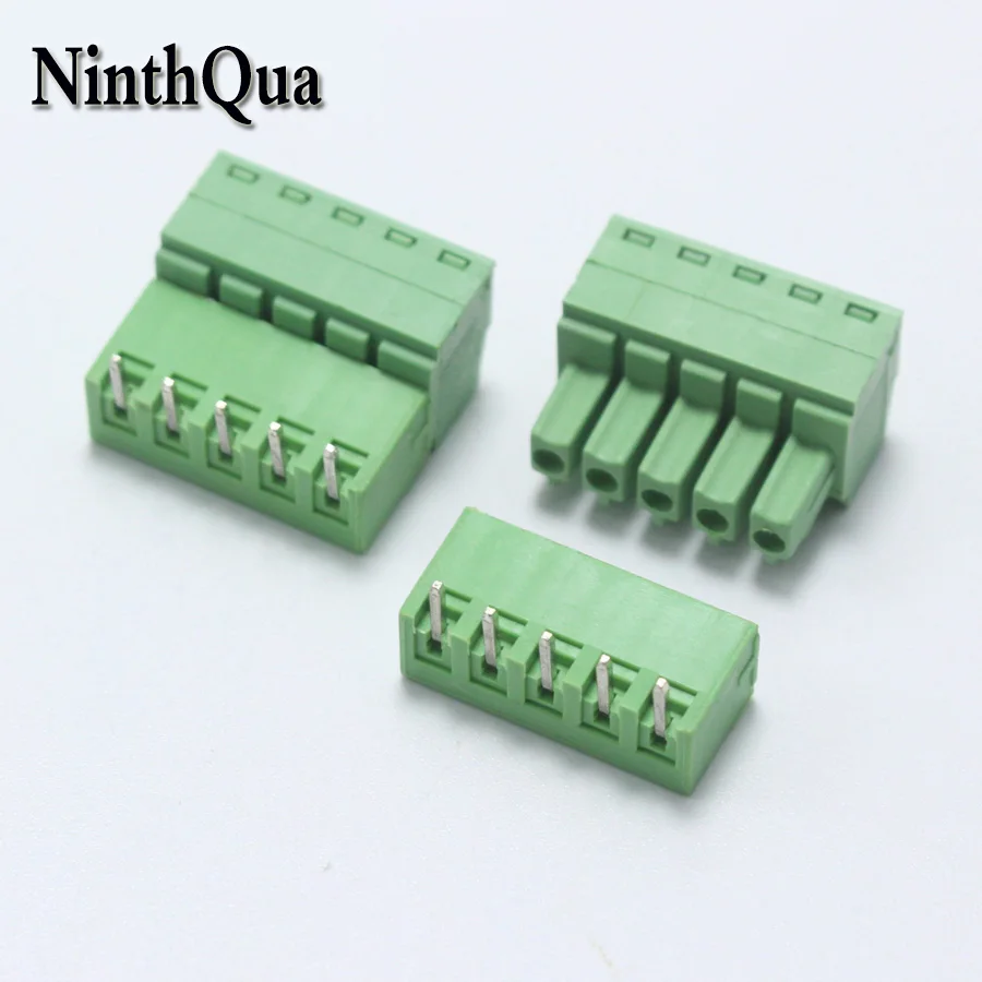 

2pcs 5Pin Pluggable Terminal Block 5P Bend Pin PTB Plug + jack for 22-14AWG Wire Male Female PCB Splice Connector 10A