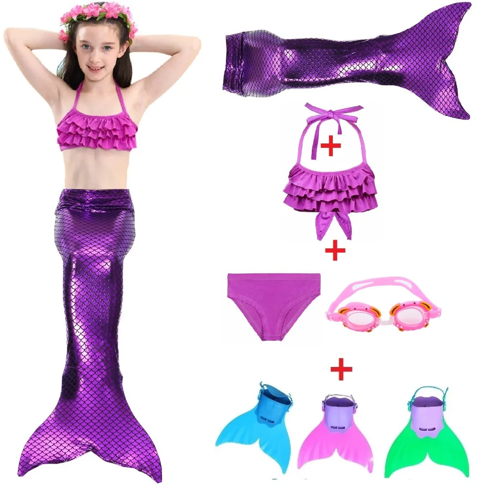 

Purple Kids Mermaid Swimsuit Bikini Girl Mermaid Tail with Fin Swimsuit Child Wear Split Swimsuit Mermaid Tail Clothing Swimwear