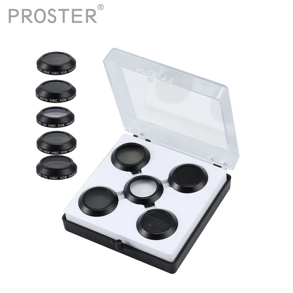 Proster Filters Set 5Pcs ND4/ND8/ND16/CPL/UV Lens Filter Set Aluminum