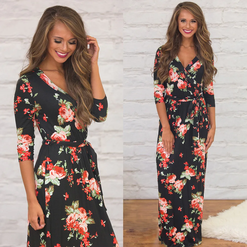 

sexy dress beach style womens floral plus size dresses long sleeve 2019 summer gothic black fashion mama elegant vintage girls