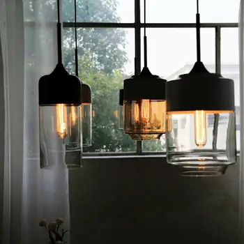 

New American industrial loft vintage pendant lights black white iron edison glass retro loft vintage pendant lights lamp