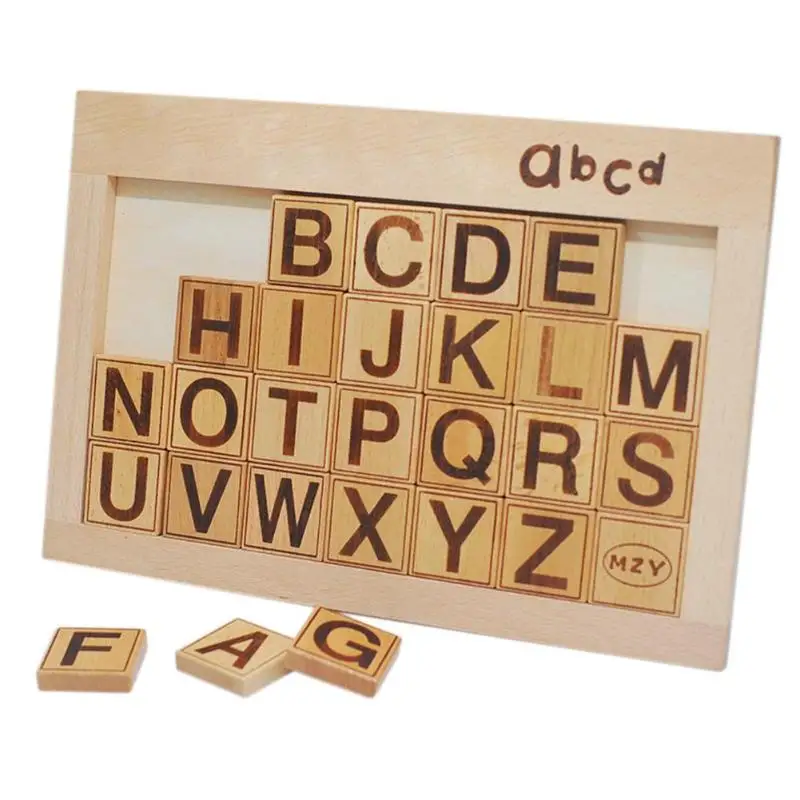 

Wooden Capital Letter Recognition Child Kids Early Educational Training Toy
