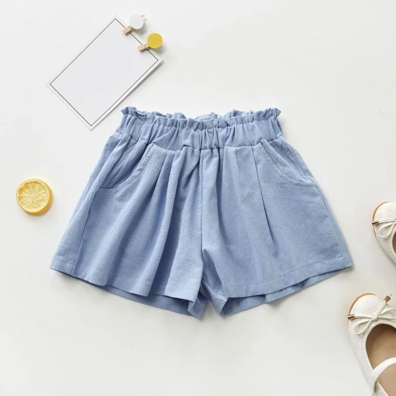 Детская одежда шорты для девочек летние шорты для маленьких девочек-подростков одежда для девочек детские брюки для детей 6, 8, 10, 12 лет JW4855 - Цвет: blue girls shorts