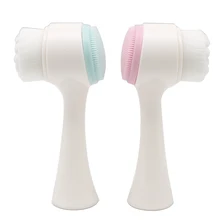 Double Side Silicone Facial Cleanser Brush Portable Size 3D Face Cleaning Vibration Massage Face Washing Product Skin Care Tool