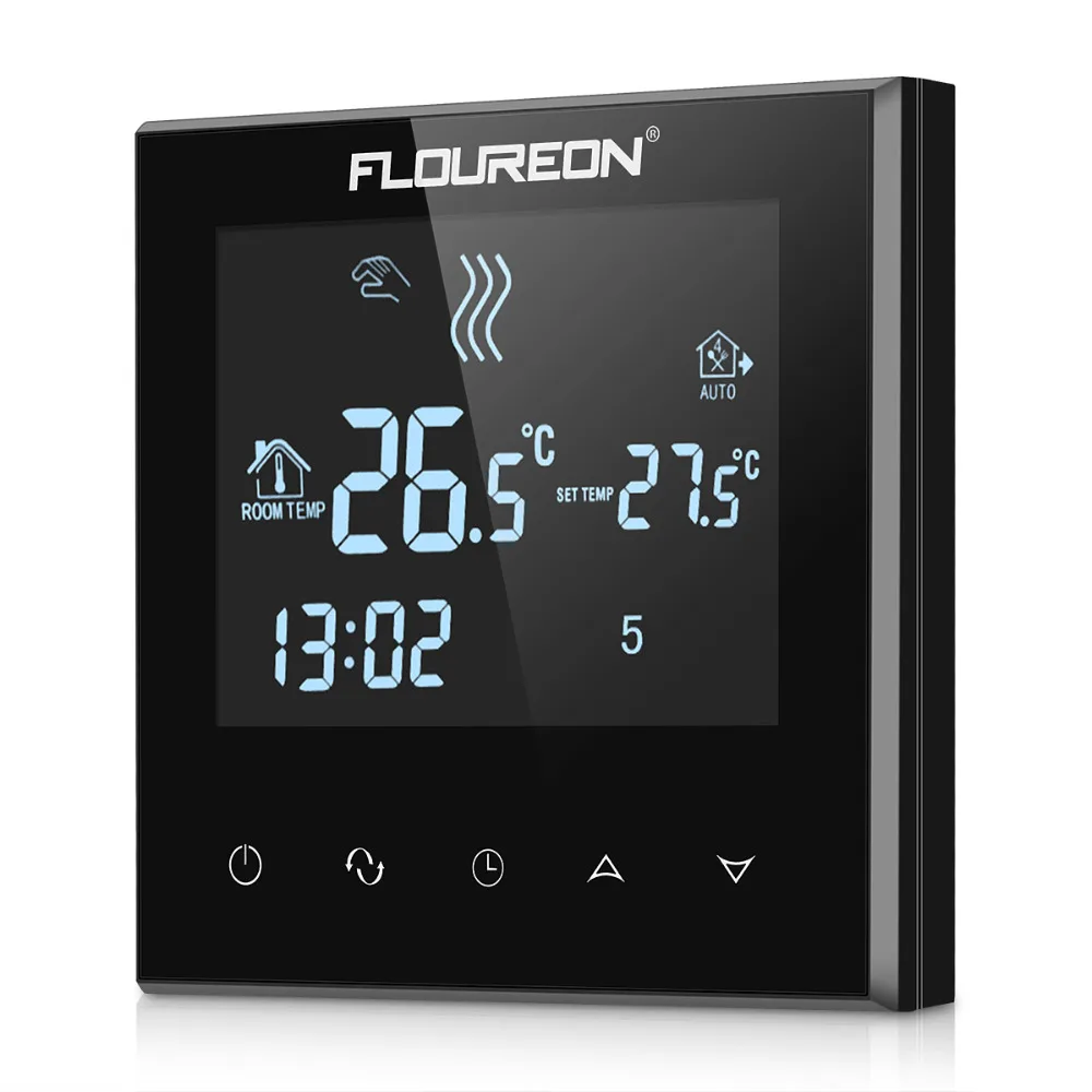 

Floureon Electric Heating Thermostat LCD Touch Screen Programmable Room Temperature Controller Antifreezing Digital thermometer